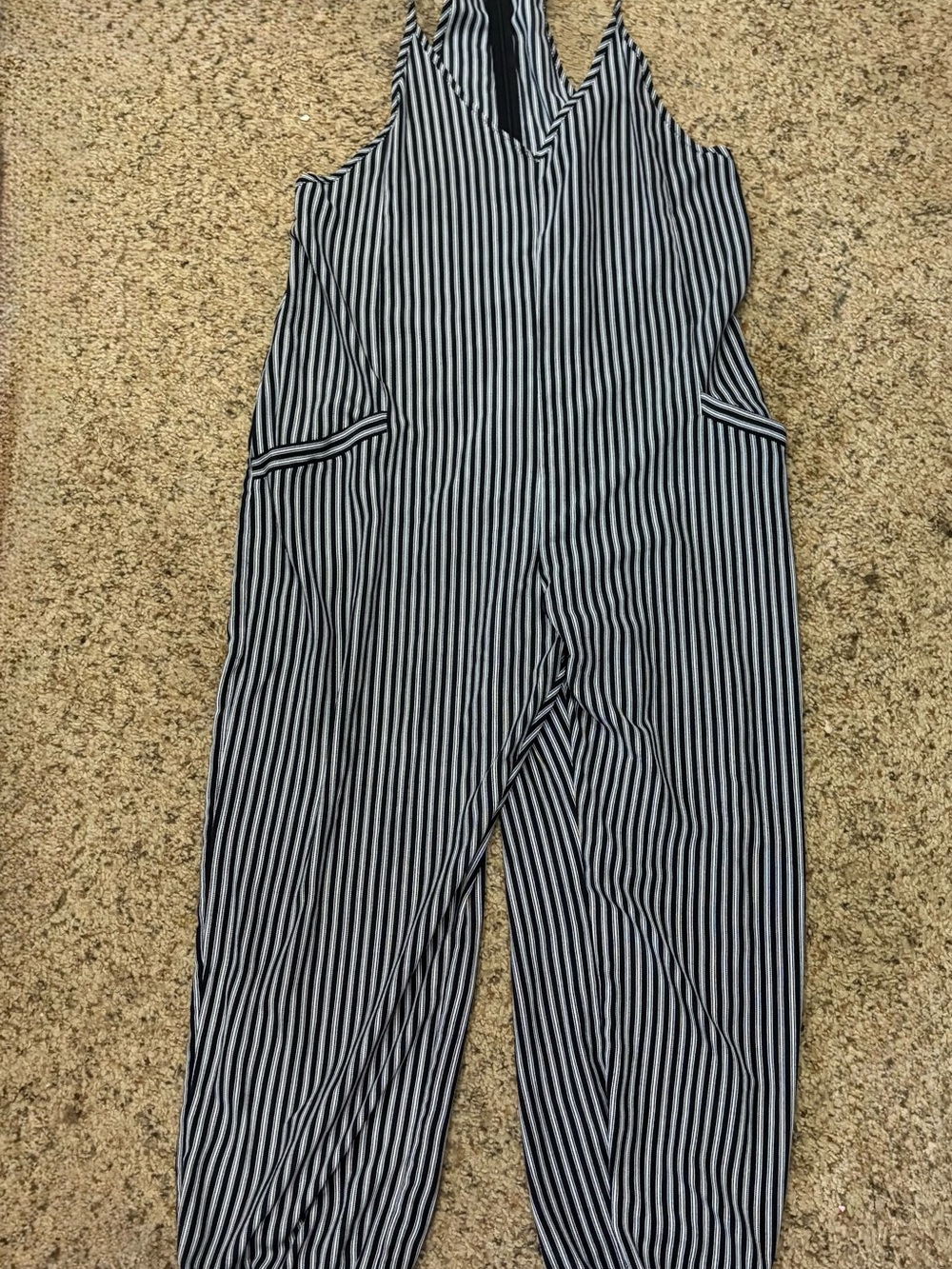 Dress Forum Black and White Striped Jumpsuit